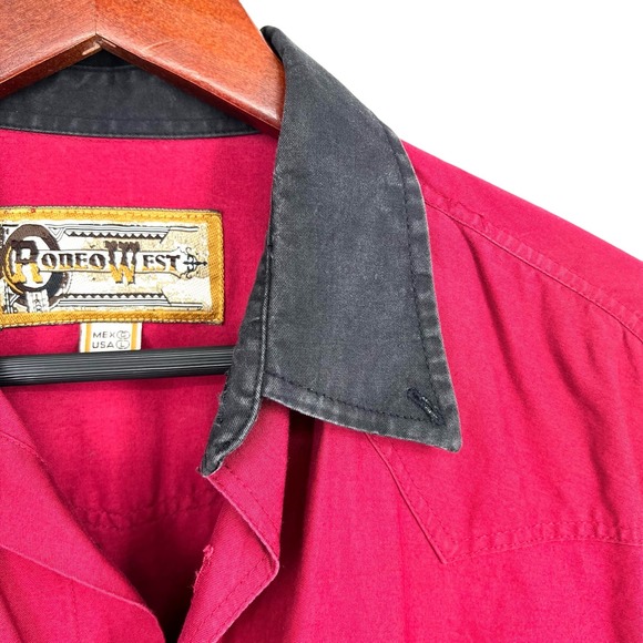 Rodeo West Mens Sz Large Vintage 90s Western Texas Button Down Shirt Top Ranch - Picture 4 of 11